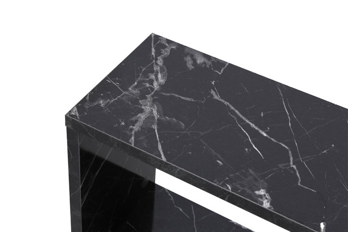 Hanah Home Mesa Auxiliar Life Negro Marble 60x60x20 cm Tablero Melamina Estante 27 cm